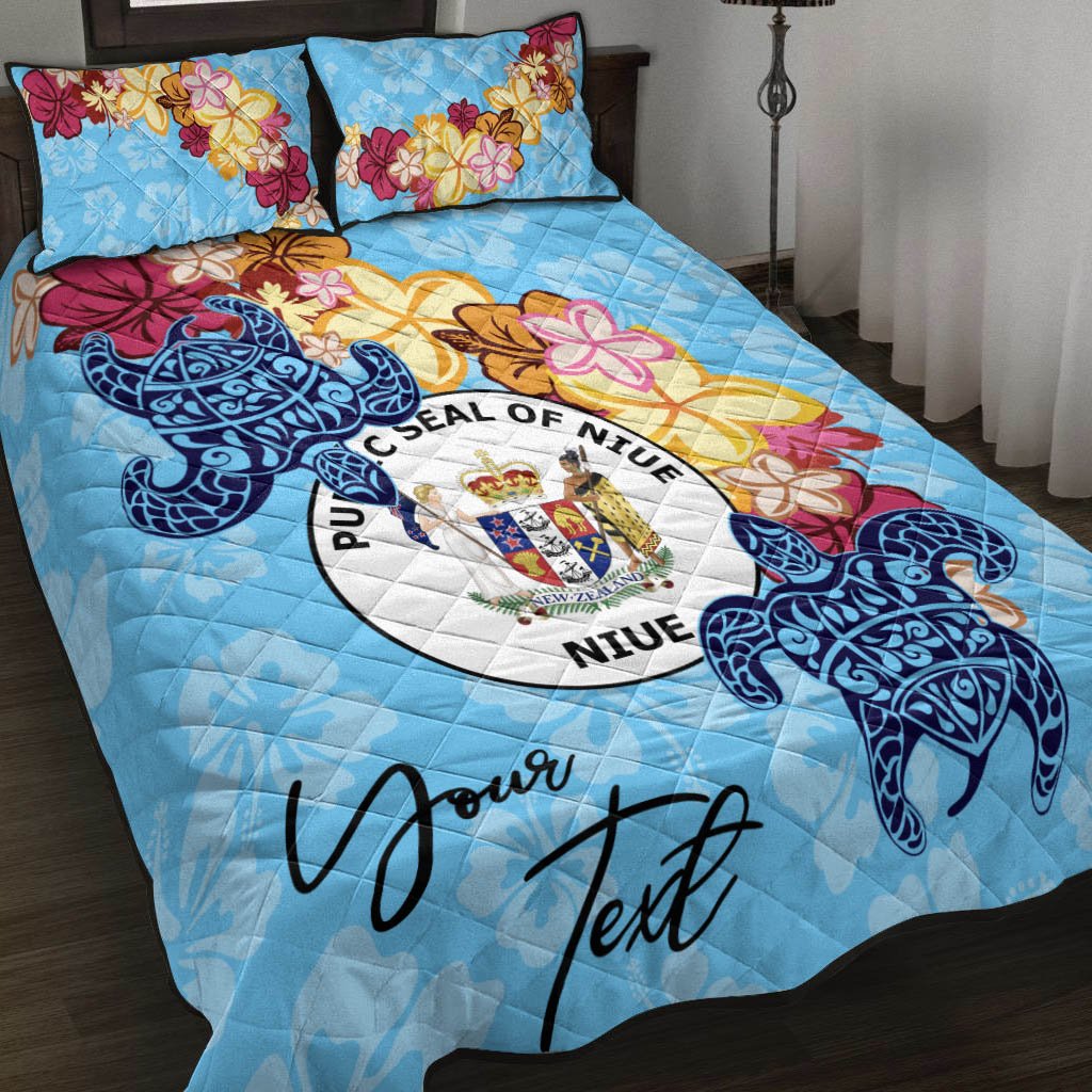 Niue Custom Personalised Quilt Bed Set - Tropical Style Blue - Polynesian Pride