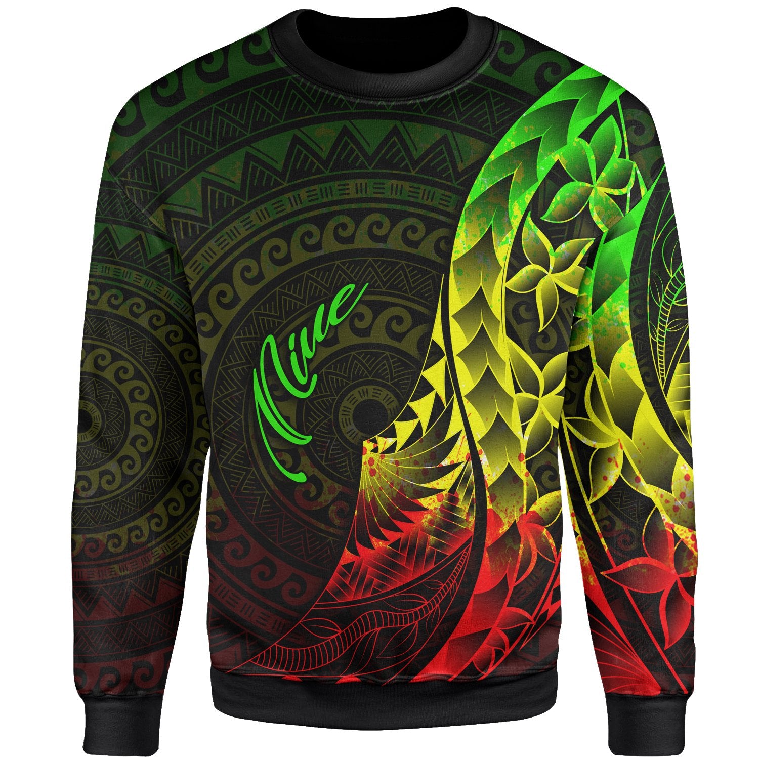 Niue Sweatshirt - Polynesian Pattern Style Reggae Color Unisex Reggae - Polynesian Pride