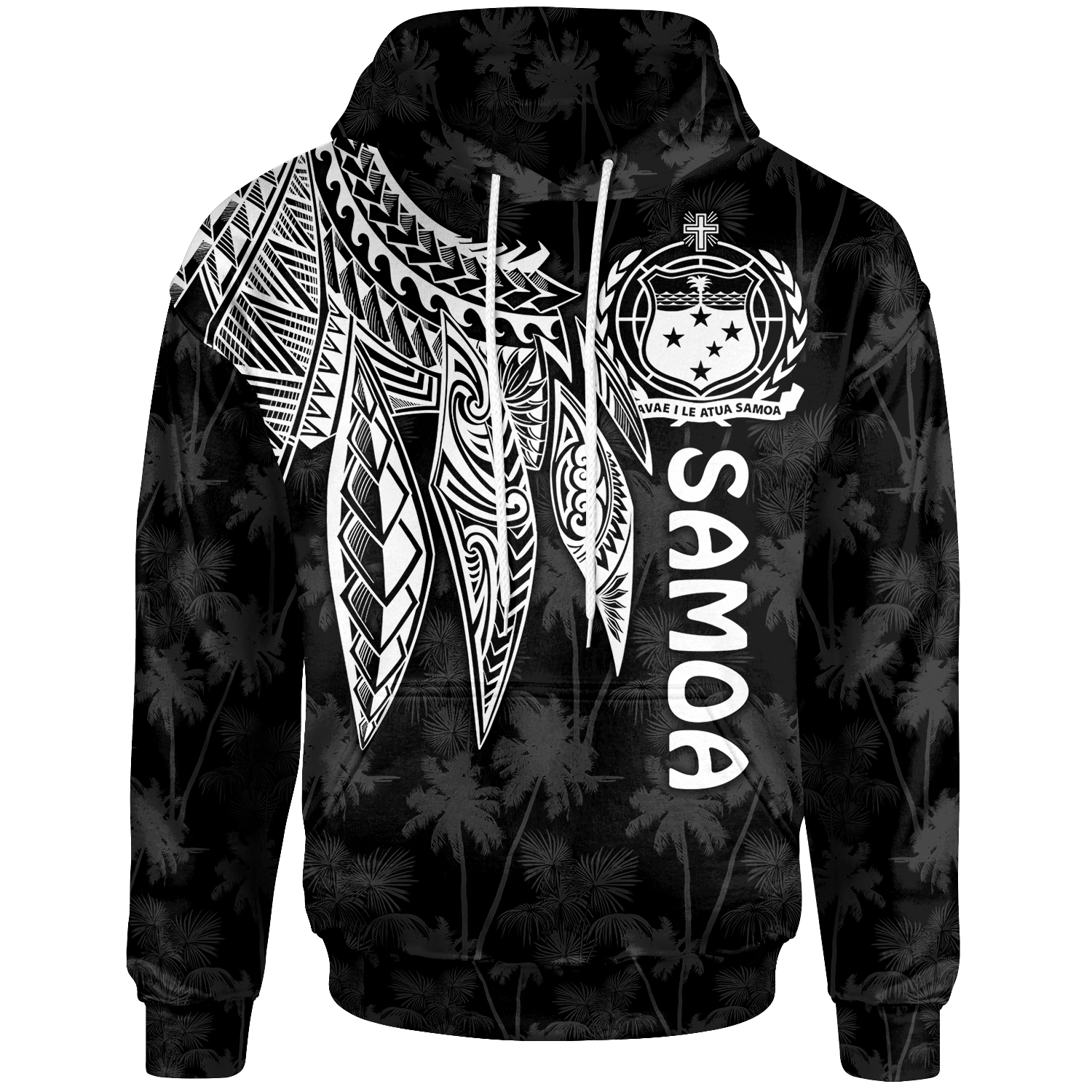 Samoa Hoodie Polynesian Wings (White) Unisex White - Polynesian Pride