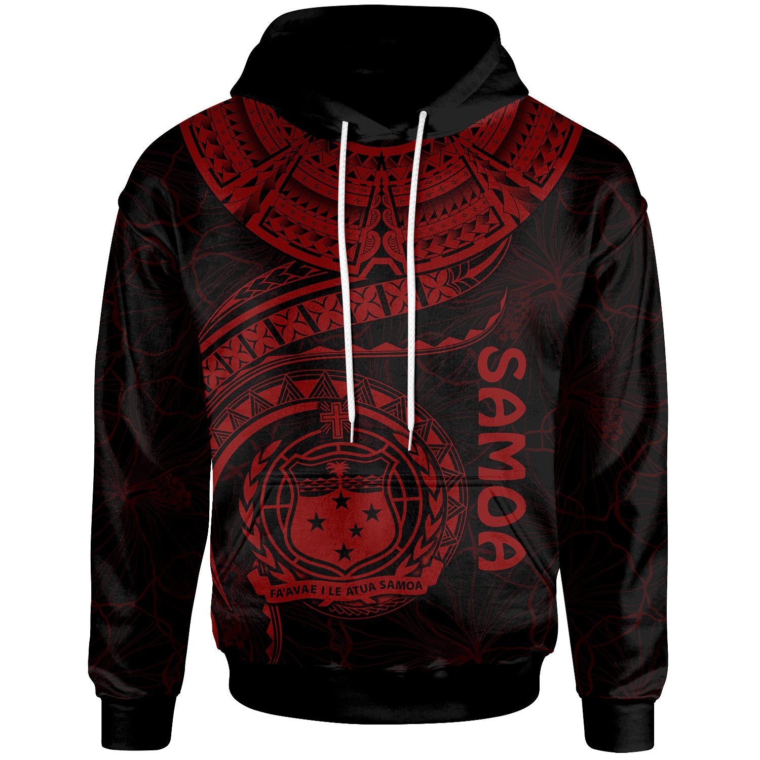 Polynesian Samoa Hoodie Samoan Waves (Red) Unisex Red - Polynesian Pride