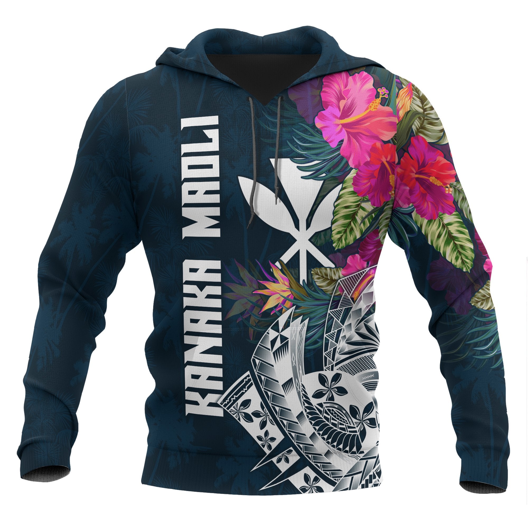 Hawaii Hoodie Polynesian Hibiscus with Summer Vibes Unisex Blue - Polynesian Pride