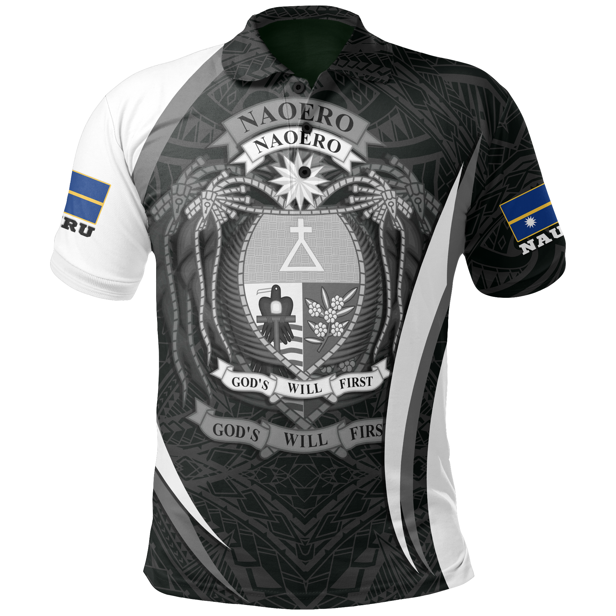 Nauru Polo Shirt Nauru Flag Coat Of Arms (White) Unisex White - Polynesian Pride