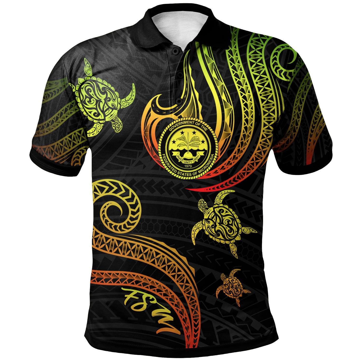 Federated States of Micronesia Polo Shirt Polynesian Turtle With Pattern Reggae Unisex Reggae - Polynesian Pride