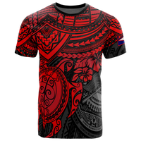American Samoa T Shirt American Samoan Flag Seal Polynesian Red Turtle Hibiscus Unisex RED - Polynesian Pride