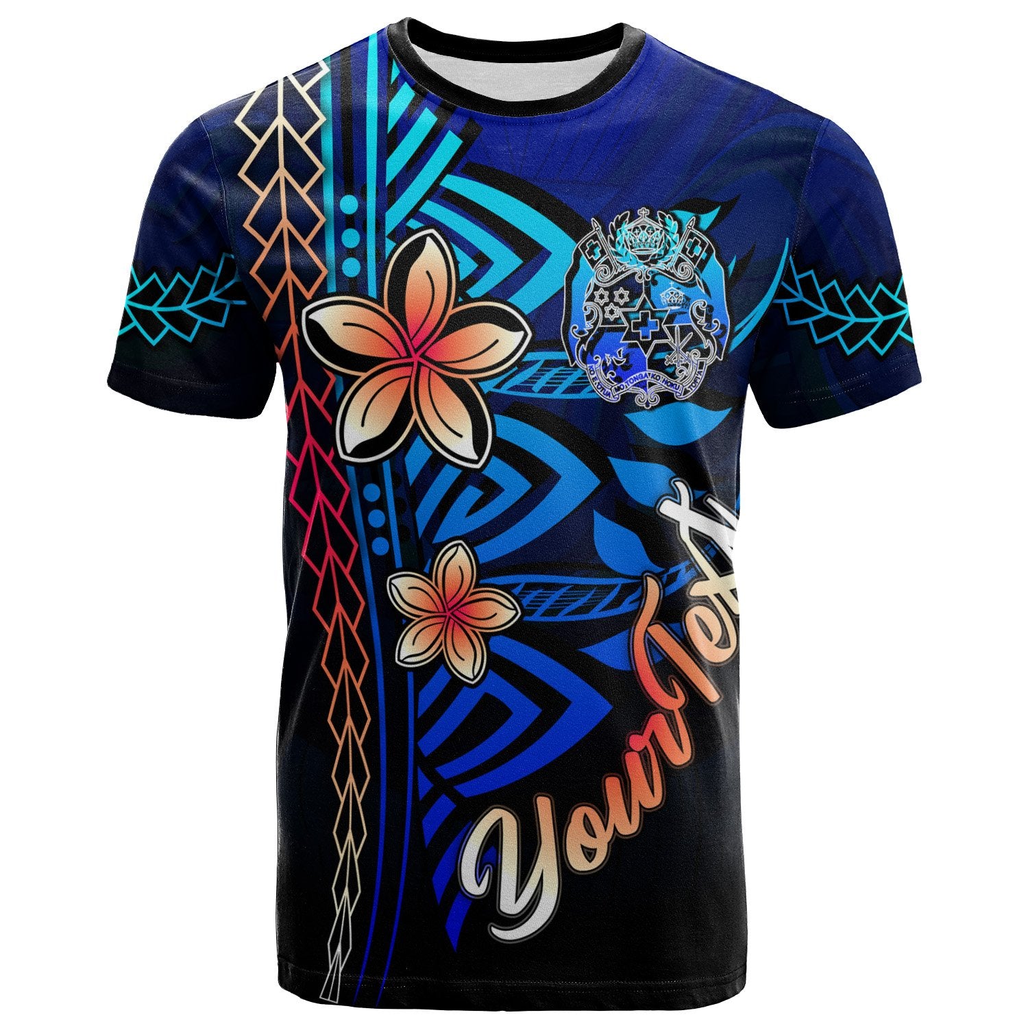 Tonga Custom T Shirt Blue Vintage Tribal Mountain Unisex Blue - Polynesian Pride