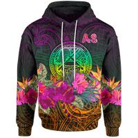 American Samoa Hoodie Summer Hibiscus Unisex Reggae - Polynesian Pride
