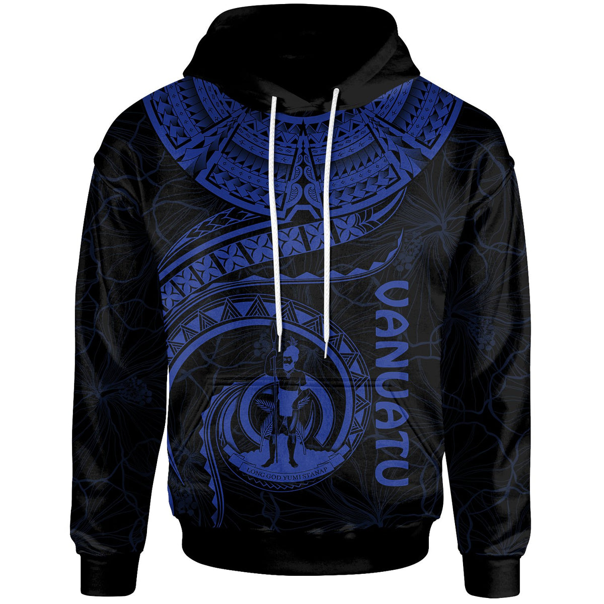 Vanuatu Polynesian Hoodie Vanuatu Waves (Blue) Unisex Blue - Polynesian Pride