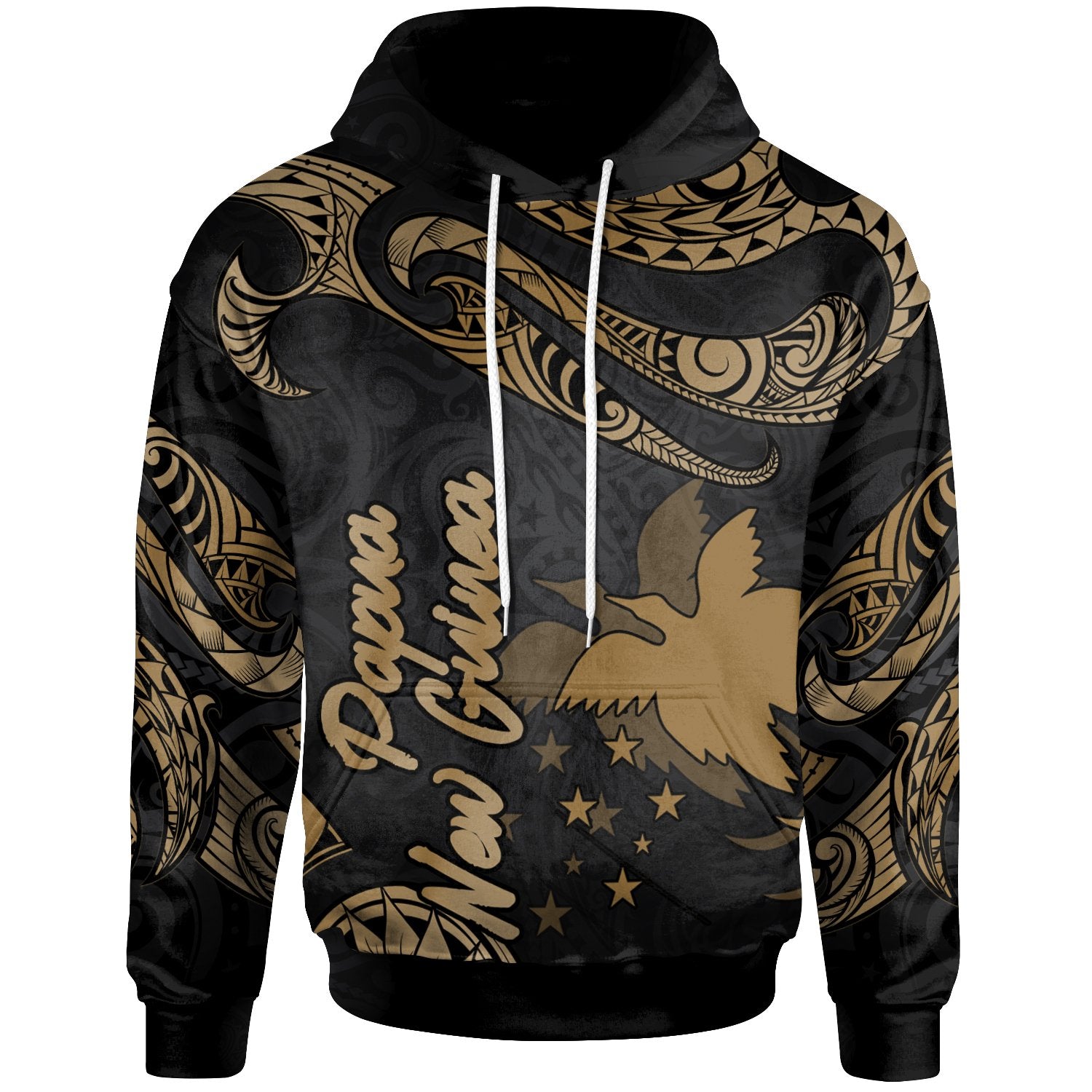 Papua New Guinea Hoodie Polynesian Tattoo Gold Version Unisex Gold - Polynesian Pride