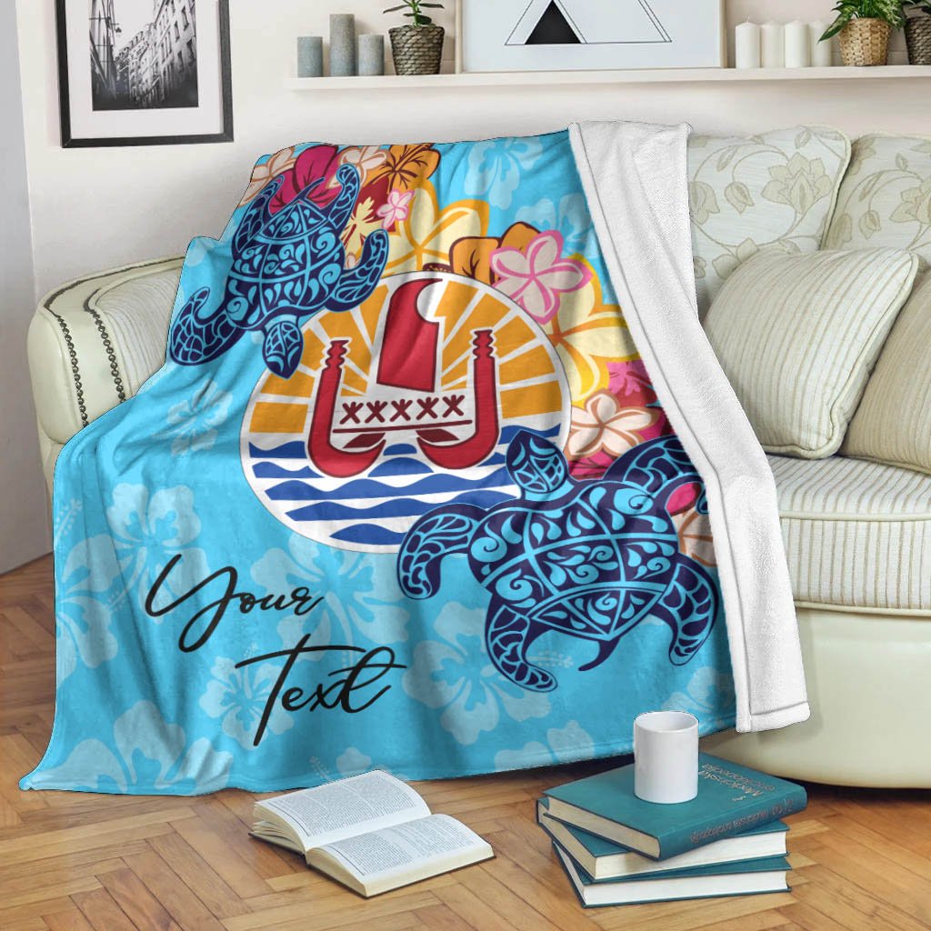 French Polynesia Custom Personalised Premium Blanket - Tropical Style White - Polynesian Pride