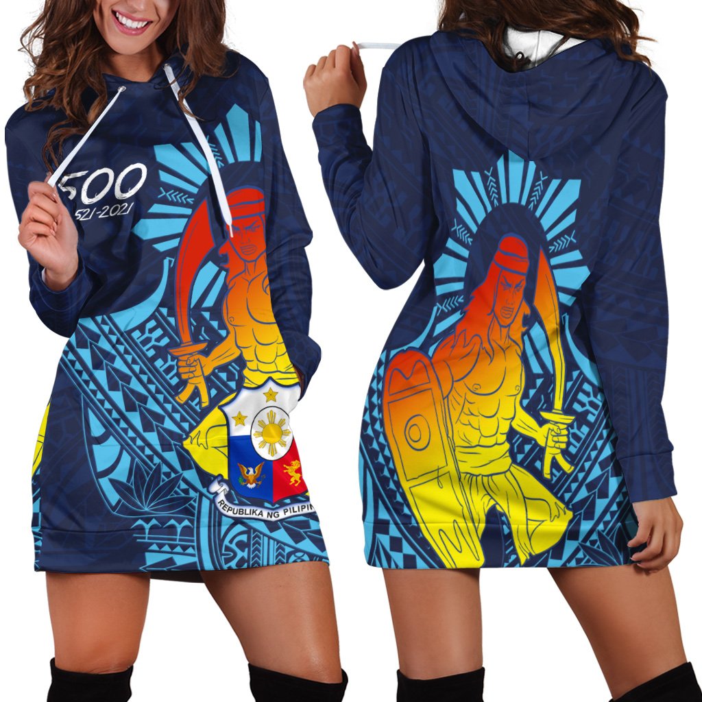 Philippines Hoodie Dress - King Lapu Lapu Blue - Polynesian Pride