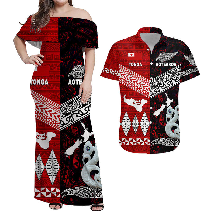 Polynesian Matching Hawaiian Shirt and Dress New Zealand Tonga Together Red LT8 Red - Polynesian Pride