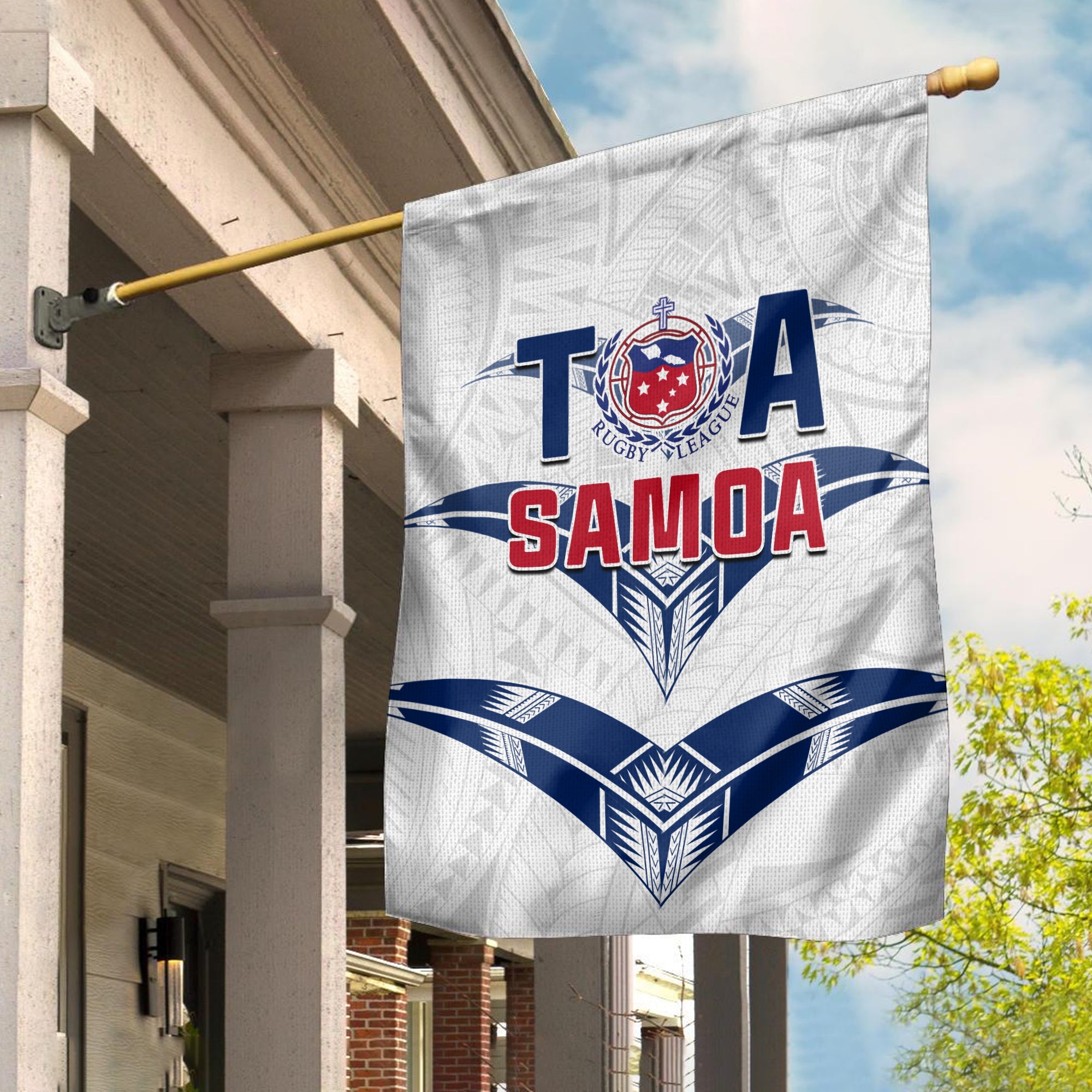 Toa Samoa Rugby Flag Siamupini Proud White Ver.01 LT13 - Polynesian Pride