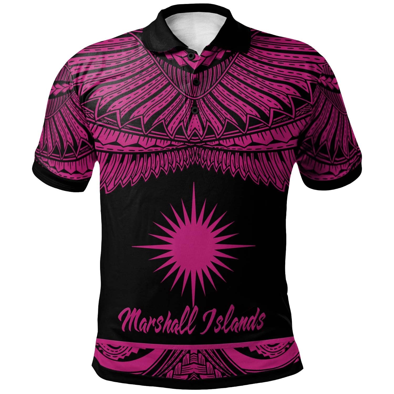 Marshall Islands Polo Shirt Polynesian Tattoo Pink Version Unisex Pink - Polynesian Pride