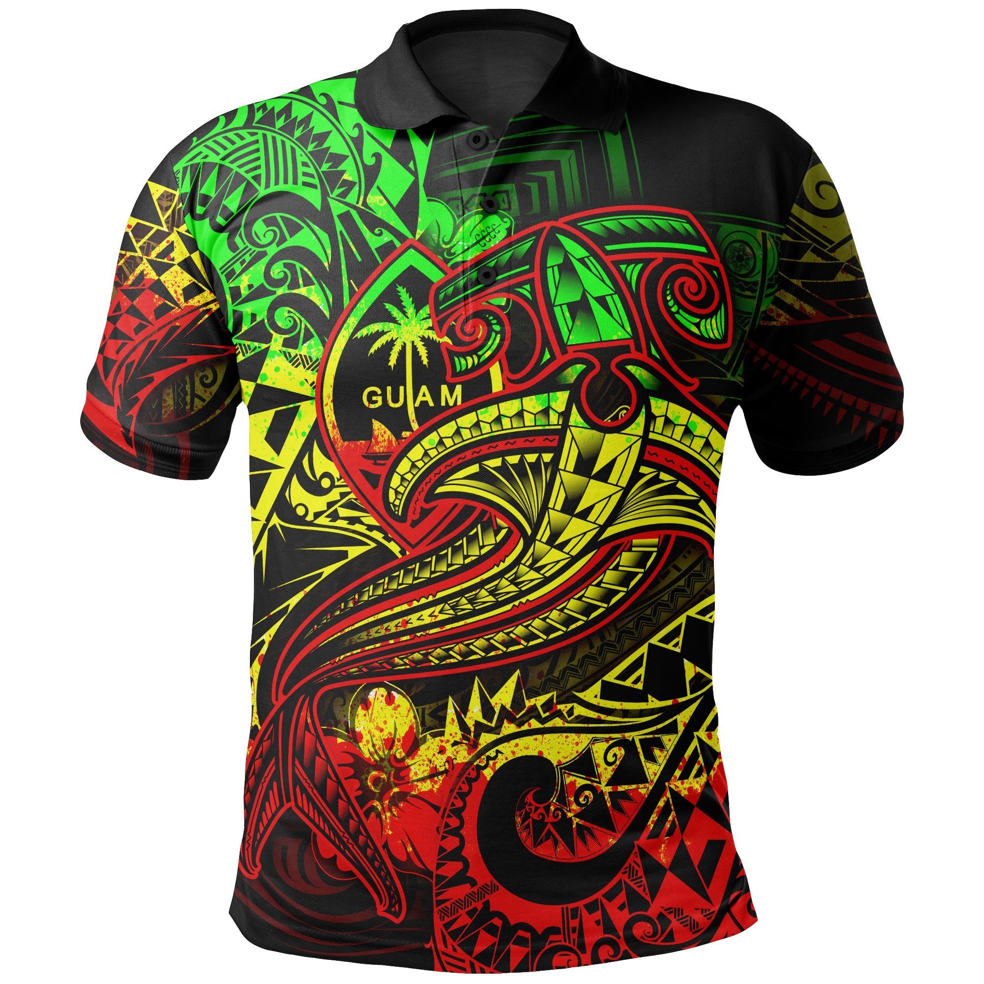 Guam Polynesian Polo Shirt Reggae Shark Polynesian Tattoo Unisex Reggae - Polynesian Pride