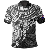 American Samoa Polo Shirt Amerika Samoa Flag Seal White Turtle Hibiscus Unisex BLACK - Polynesian Pride