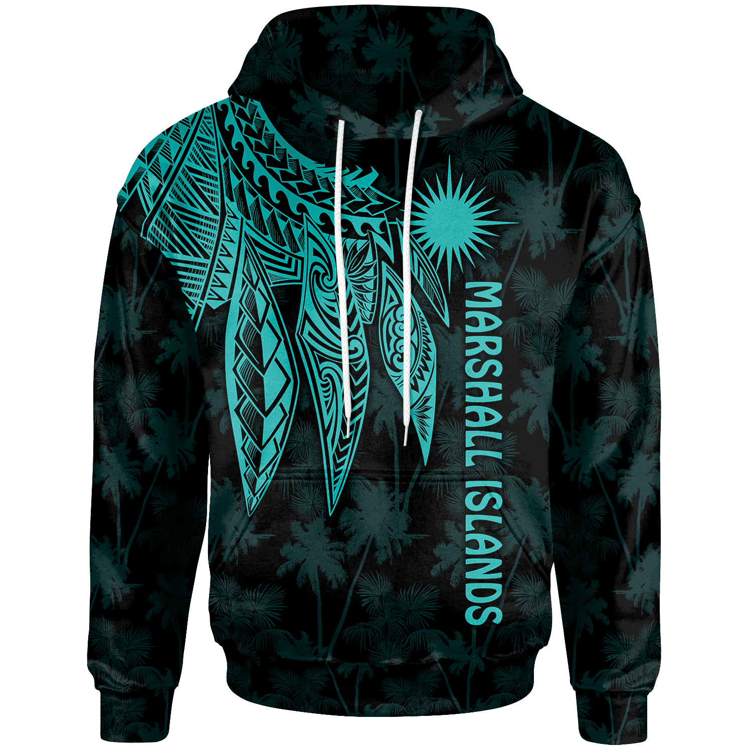 Marshall Islands Hoodie Polynesian Wings (Turquoise) Unisex Turquoise - Polynesian Pride