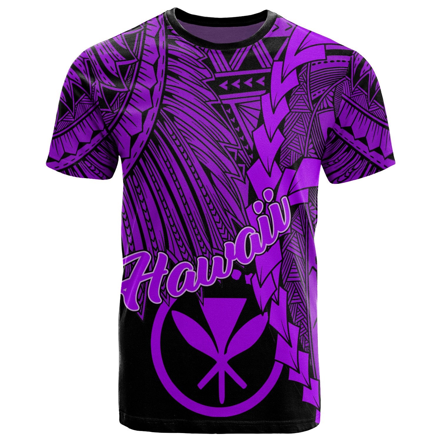 Hawaii Polynesian T Shirt Tribal Wave Tattoo Purple Unisex Purple - Polynesian Pride