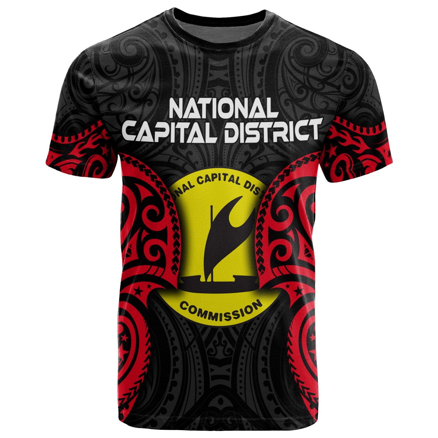 Papua New Guinea National Capital District Polynesian T Shirt Spirit Version Unisex Black - Polynesian Pride