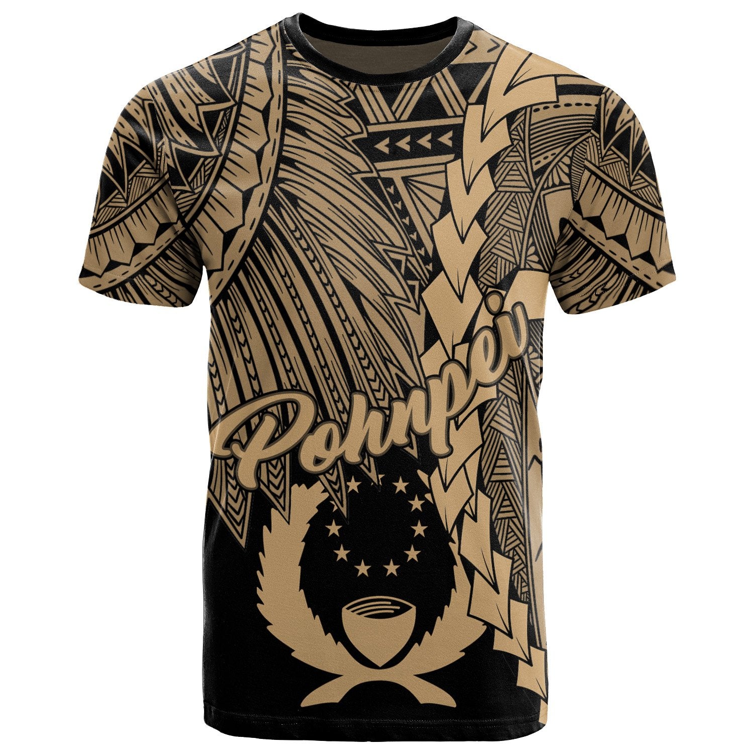 Pohnpei Micronesia T Shirt Tribal Wave Tattoo Gold Unisex Gold - Polynesian Pride