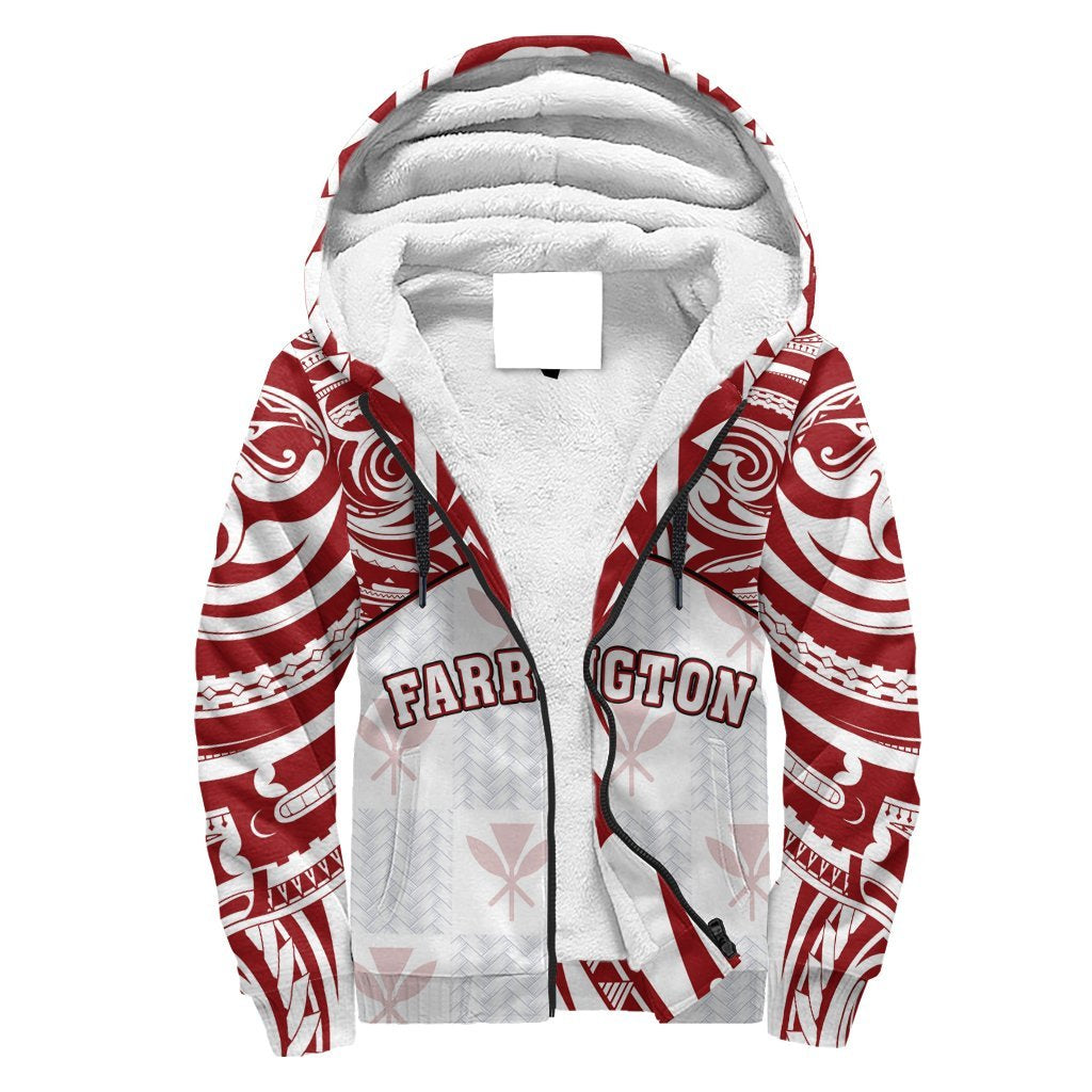 Hawaii Sherpa Hoodie - Kanaka Farrington High School Sherpa Hoodie Demodern Style AH White - Polynesian Pride