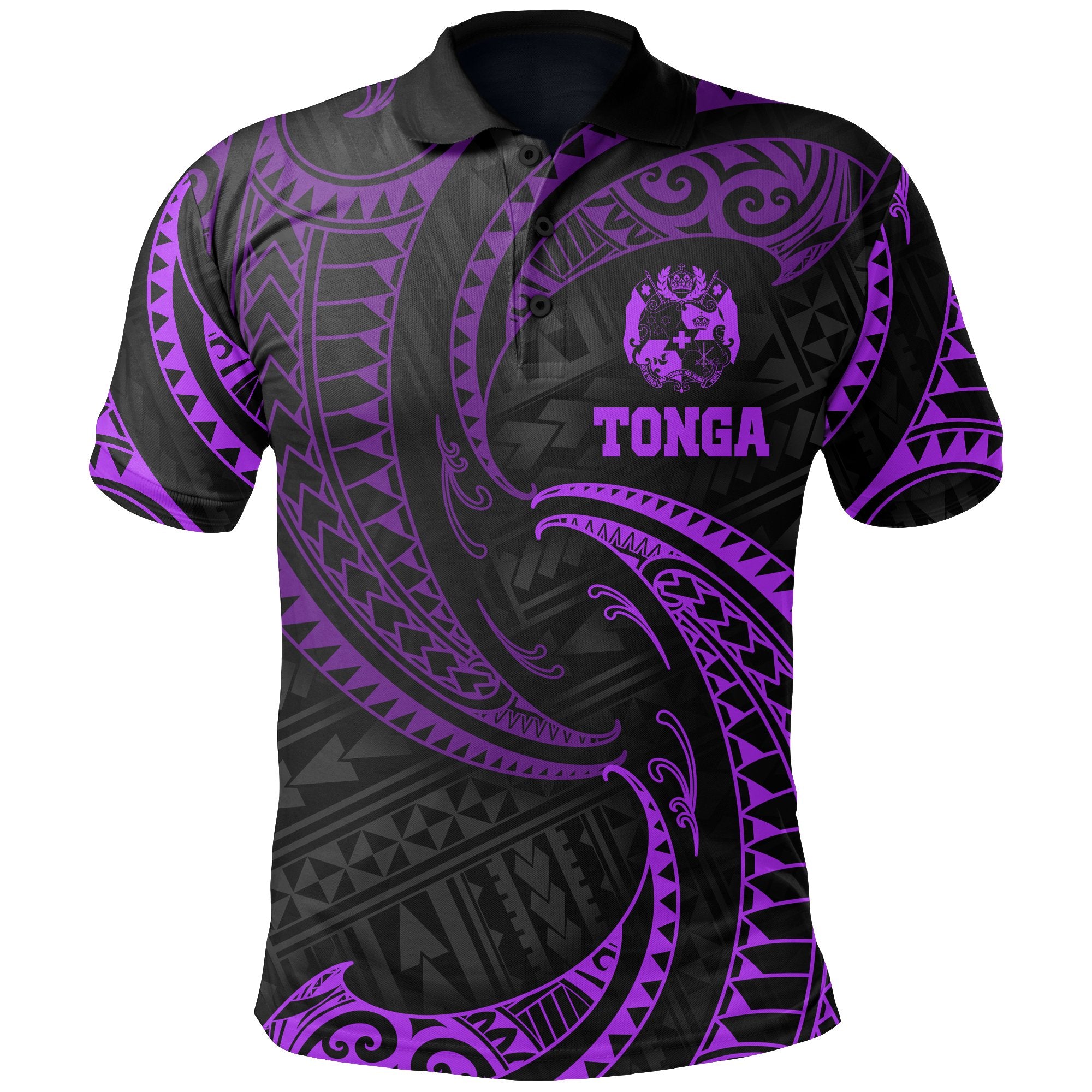 Tonga Polynesian Polo Shirt Purple Tribal Wave Unisex Purple - Polynesian Pride