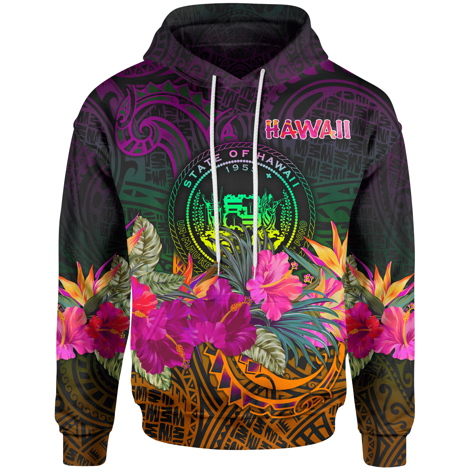 Polynesian Hawaii Hoodie Summer Hibiscus Unisex Reggae - Polynesian Pride