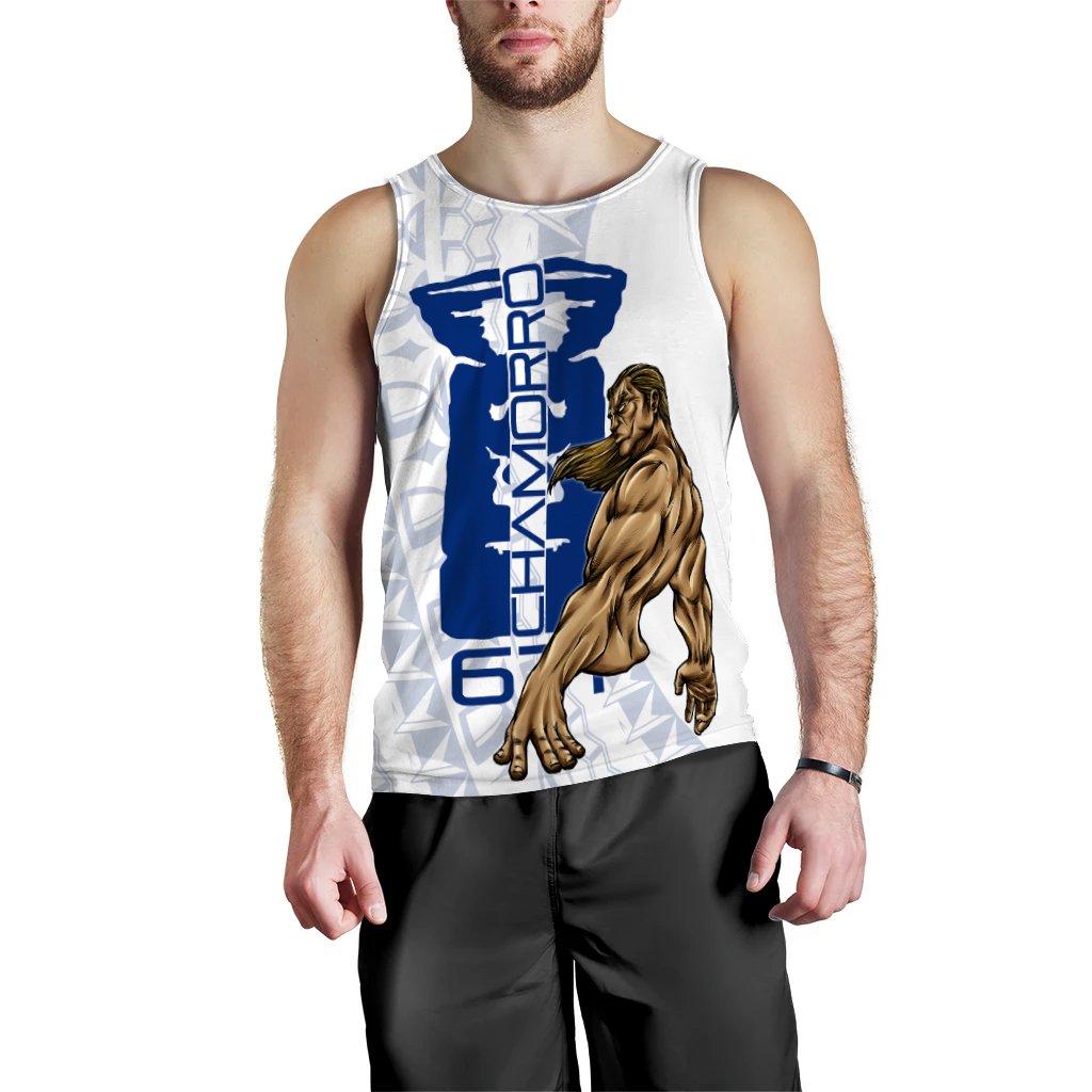 Guam Men's Tank Top - Chamorro With Puntan Blue Color Blue - Polynesian Pride