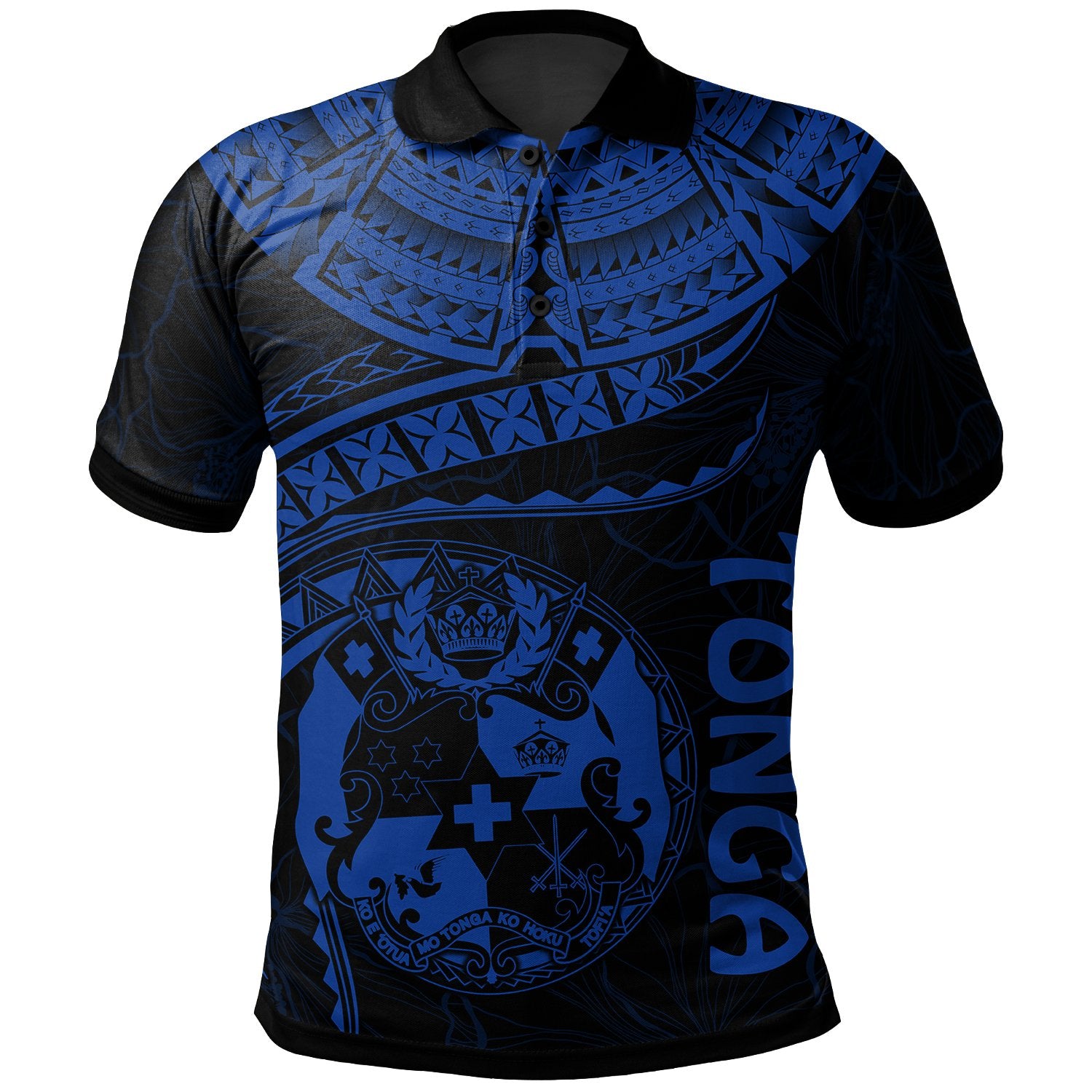 Tonga Polynesian Polo Shirt Tonga Waves (Blue) Unisex Black - Polynesian Pride