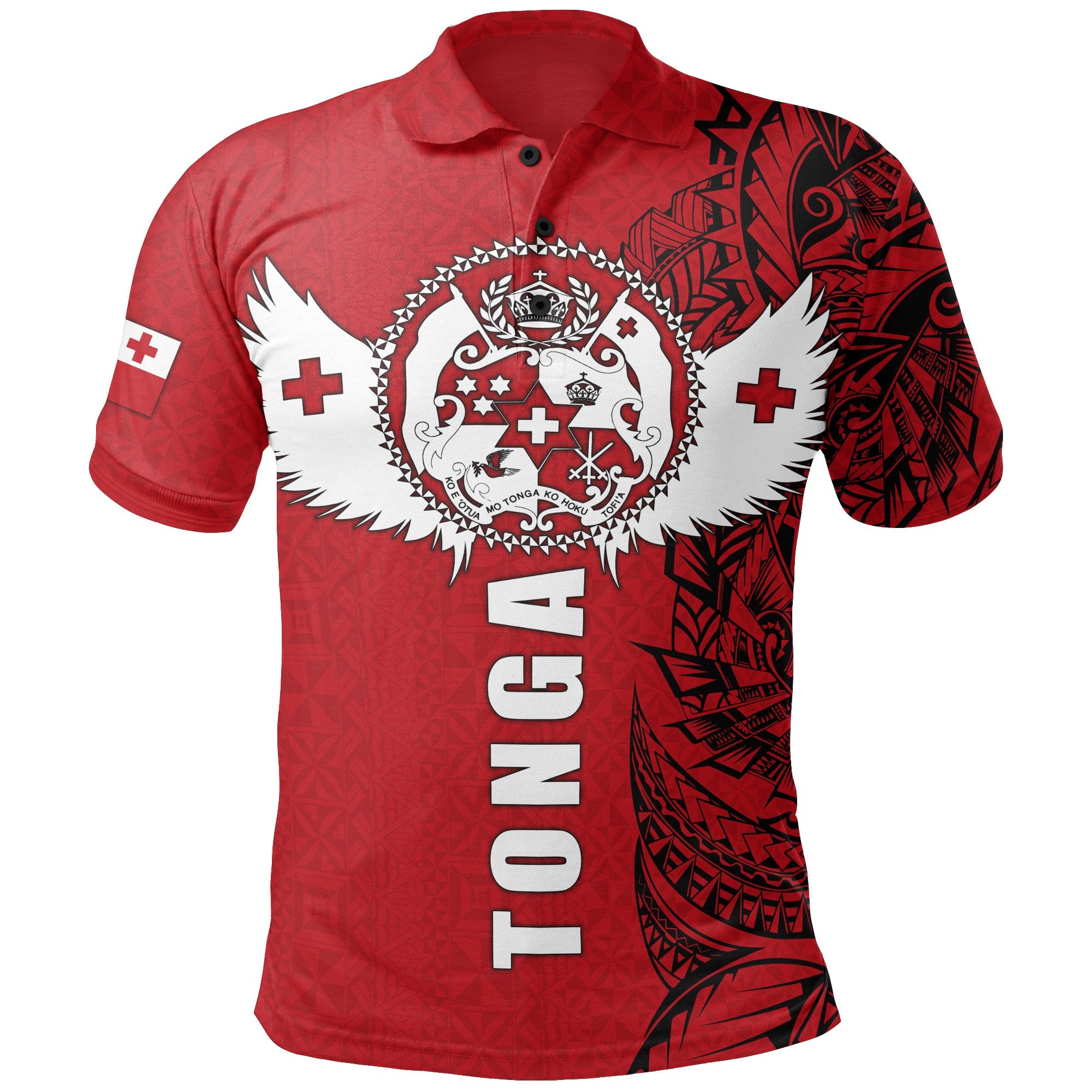 Tonga Polynesian Polo Shirt Tonga Wings Unisex Red - Polynesian Pride