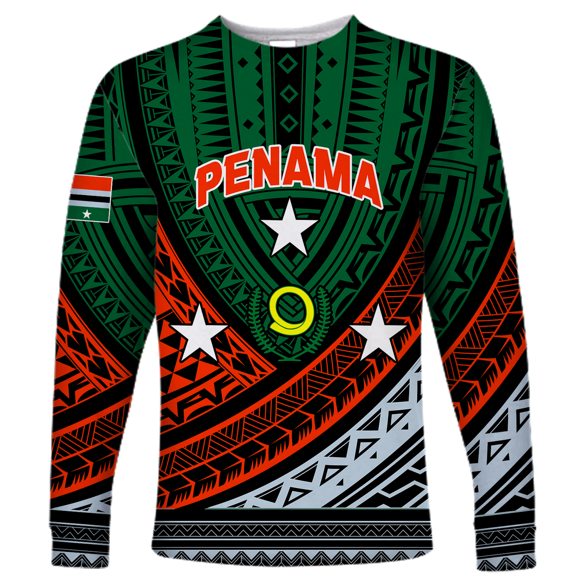 (Custom Personalised) Vanuatu Penama Province Tribal Pattern Long Sleeve Shirt - LT12 Unisex Green - Polynesian Pride
