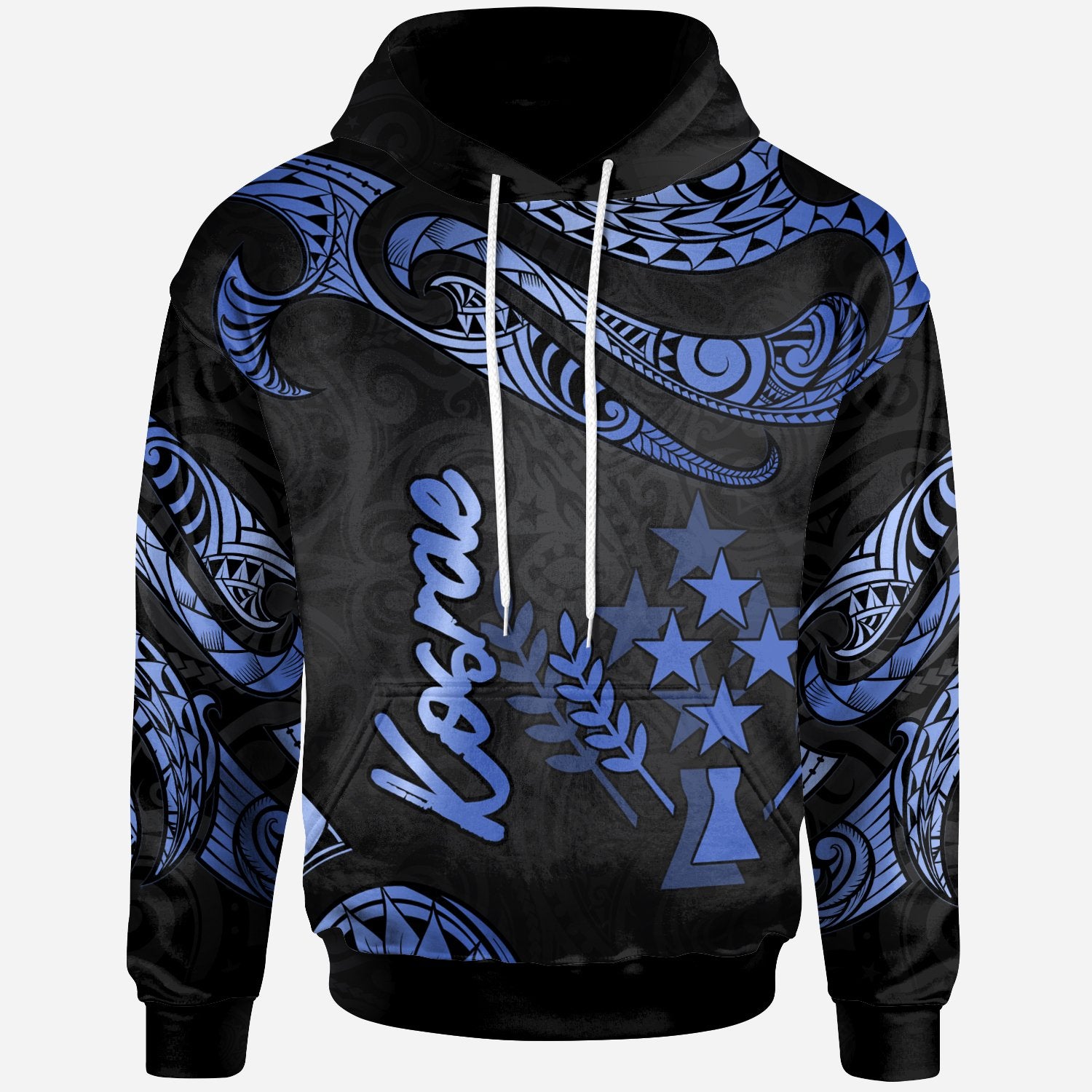 Kosrae Hoodie Polynesian Tattoo Blue Version Unisex Blue - Polynesian Pride