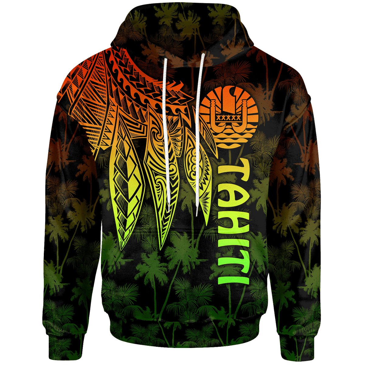 Tahiti Hoodie Polynesian Wings (Reggae) Unisex Blue - Polynesian Pride