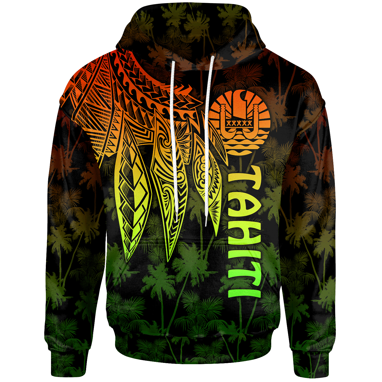 Tahiti Hoodie Polynesian Wings (Reggae) Unisex Blue - Polynesian Pride