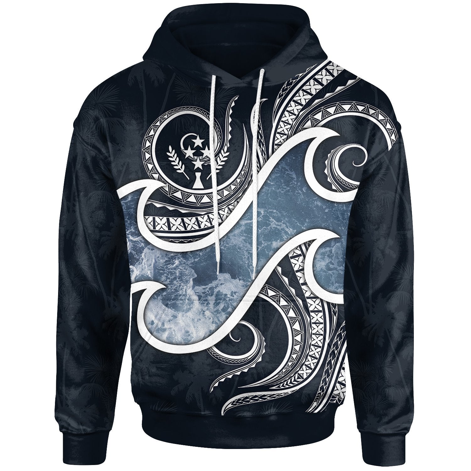 Kosrae Islands Polynesian Hoodie Ocean Style Unisex Blue - Polynesian Pride