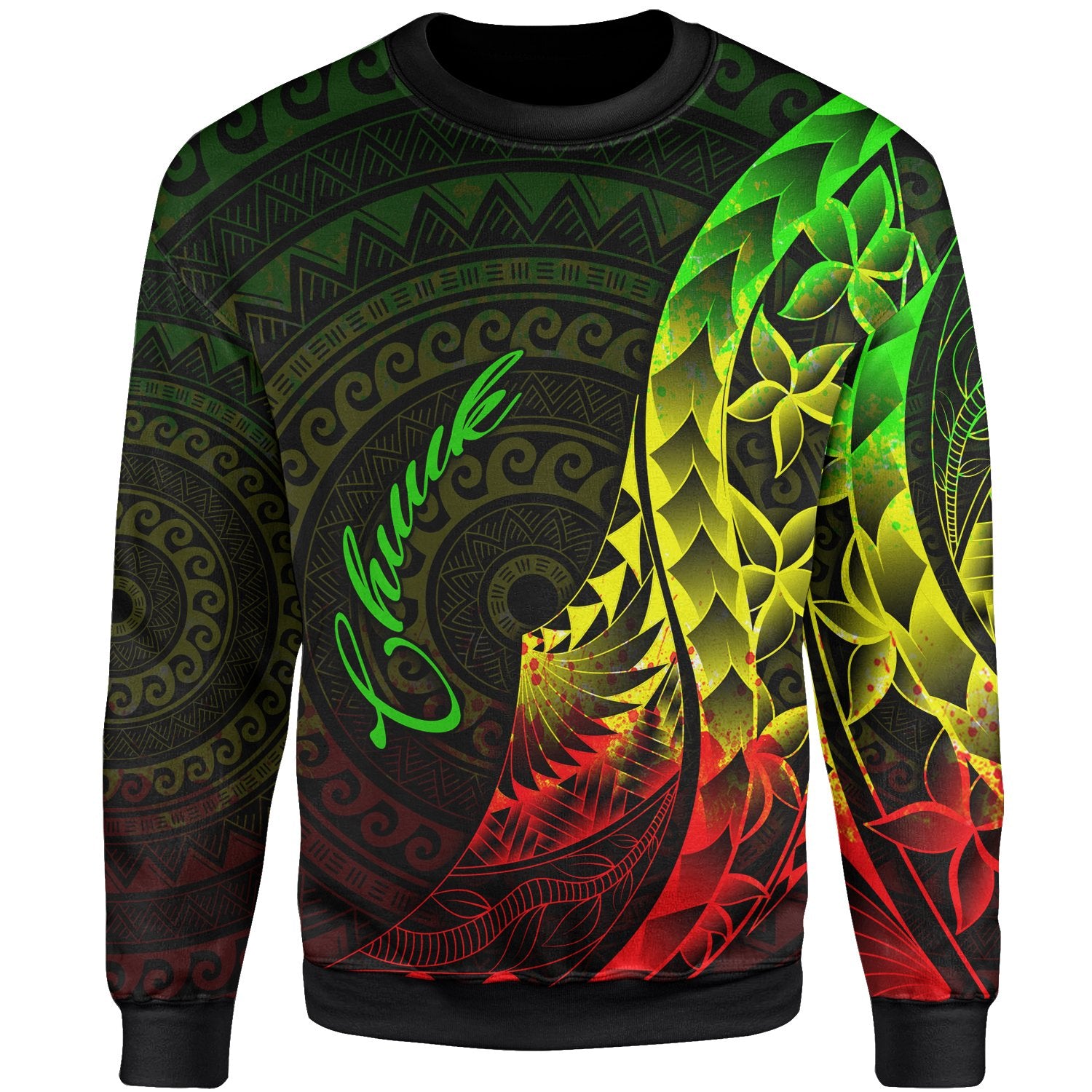 Chuuk Sweatshirt - Polynesian Pattern Style Reggae Color Unisex Reggae - Polynesian Pride