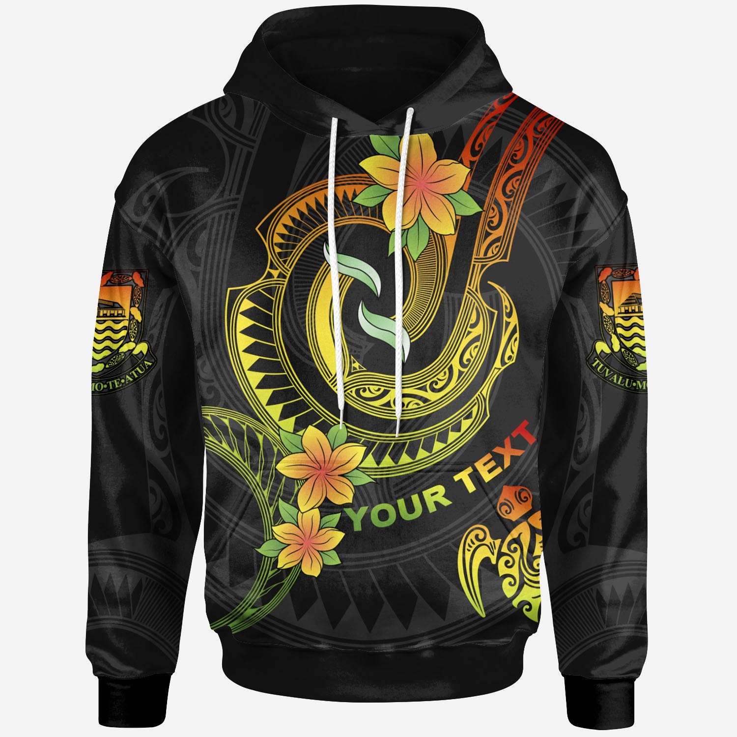 Tuvalu Custom Hoodie Reggae Plumeria Flowers with Spiral Patterns Unisex Reggae - Polynesian Pride