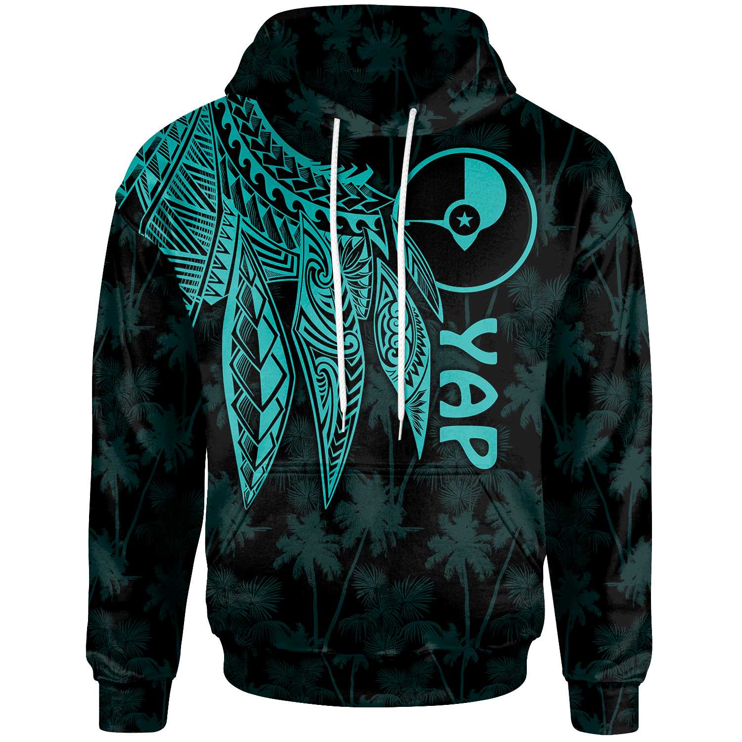 Yap Hoodie Polynesian Wings (Turquoise) Unisex Turquoise - Polynesian Pride