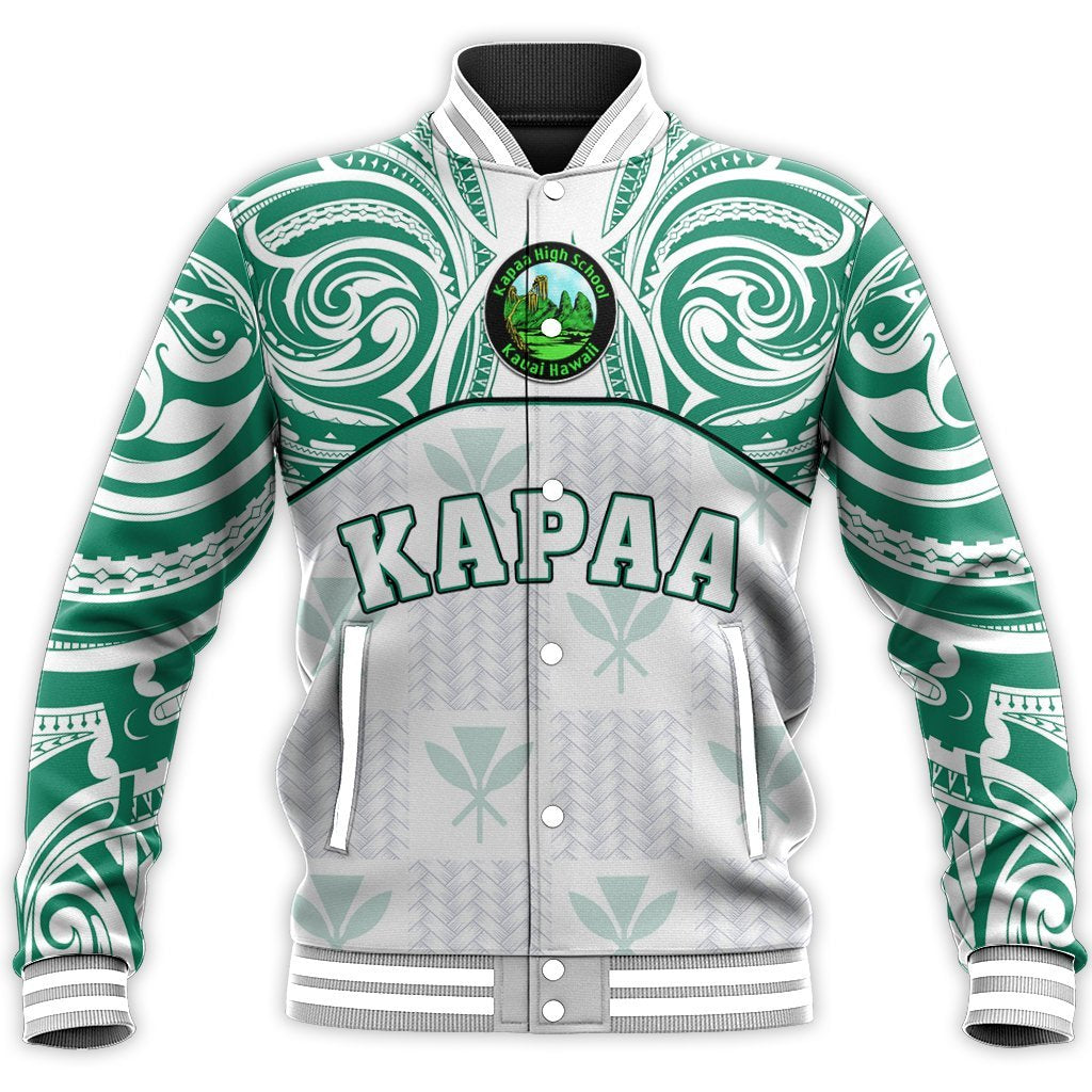 Hawaii Baseball Jacket - Kanaka Kapaa High School Baseball Jacket Demodern Style AH Unisex White - Polynesian Pride