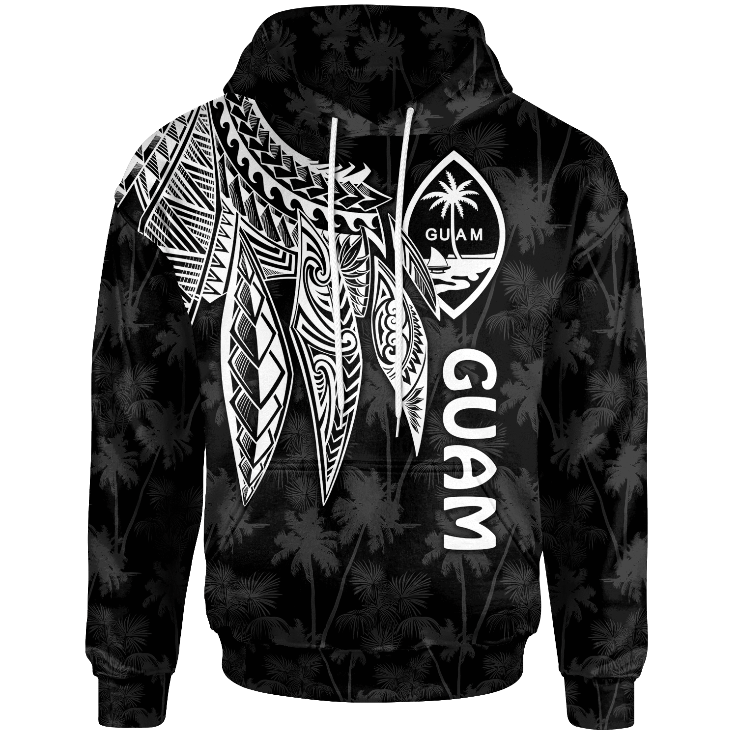 Guam Hoodie Polynesian Wings (White) Unisex White - Polynesian Pride