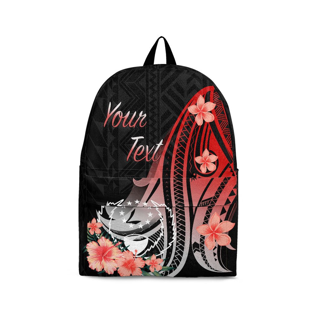 Pohnpei Personalised Custom Backpack - Red Polynesian Hibiscus Pattern Style Red - Polynesian Pride