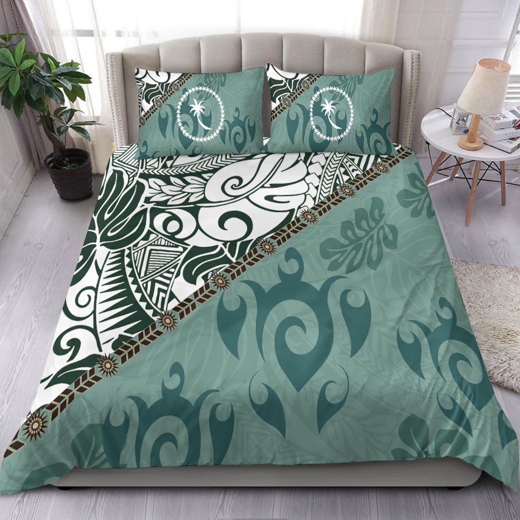 Chuuk Bedding Set - Leaves And Turtles Green - Polynesian Pride