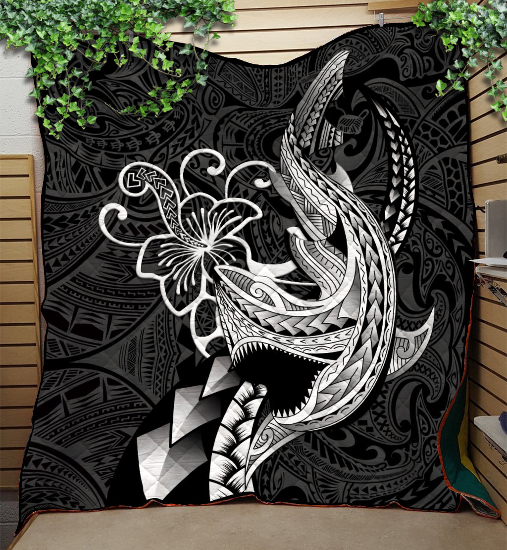 Polynesian Shark Tattoo Hawaii Tribal Quilt - LT12 Quilt Black - Polynesian Pride