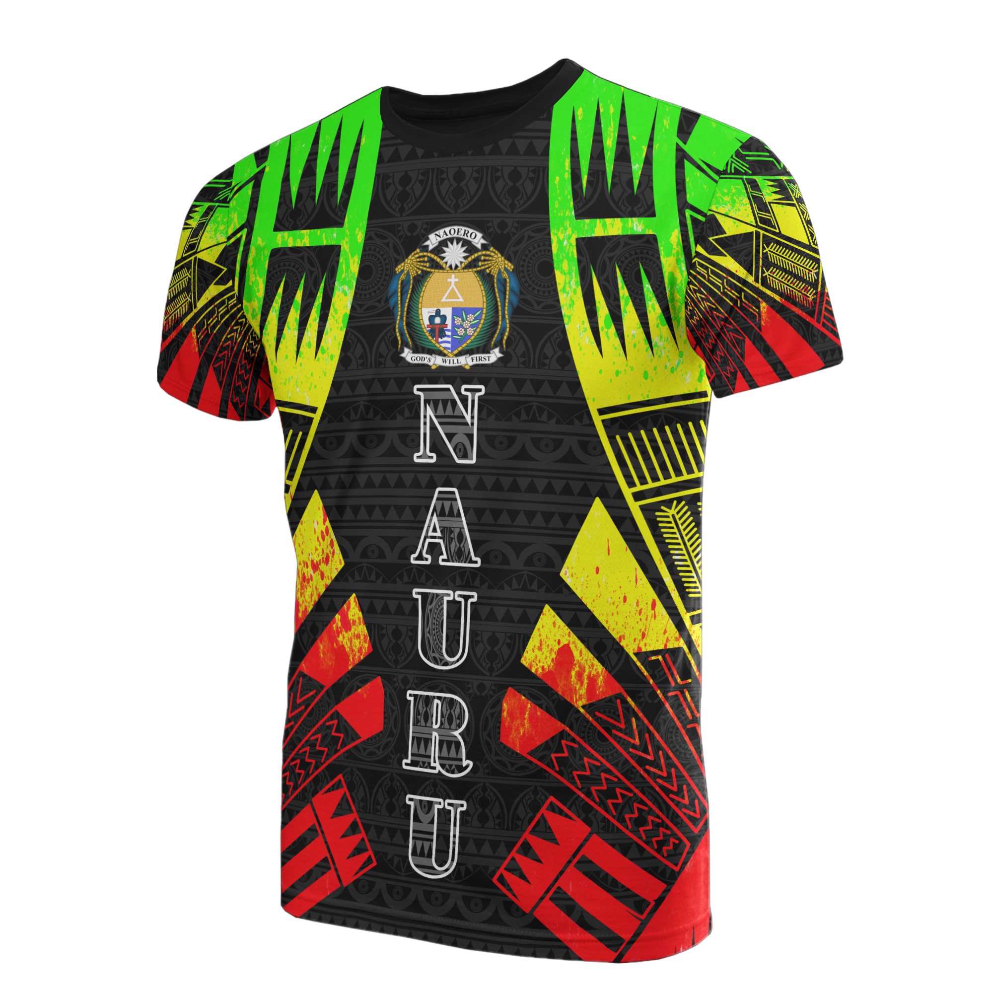 Nauru T Shirt Nauru Coat Of Arms Polynesian Tattoo Reggae Style Unisex Reggae - Polynesian Pride