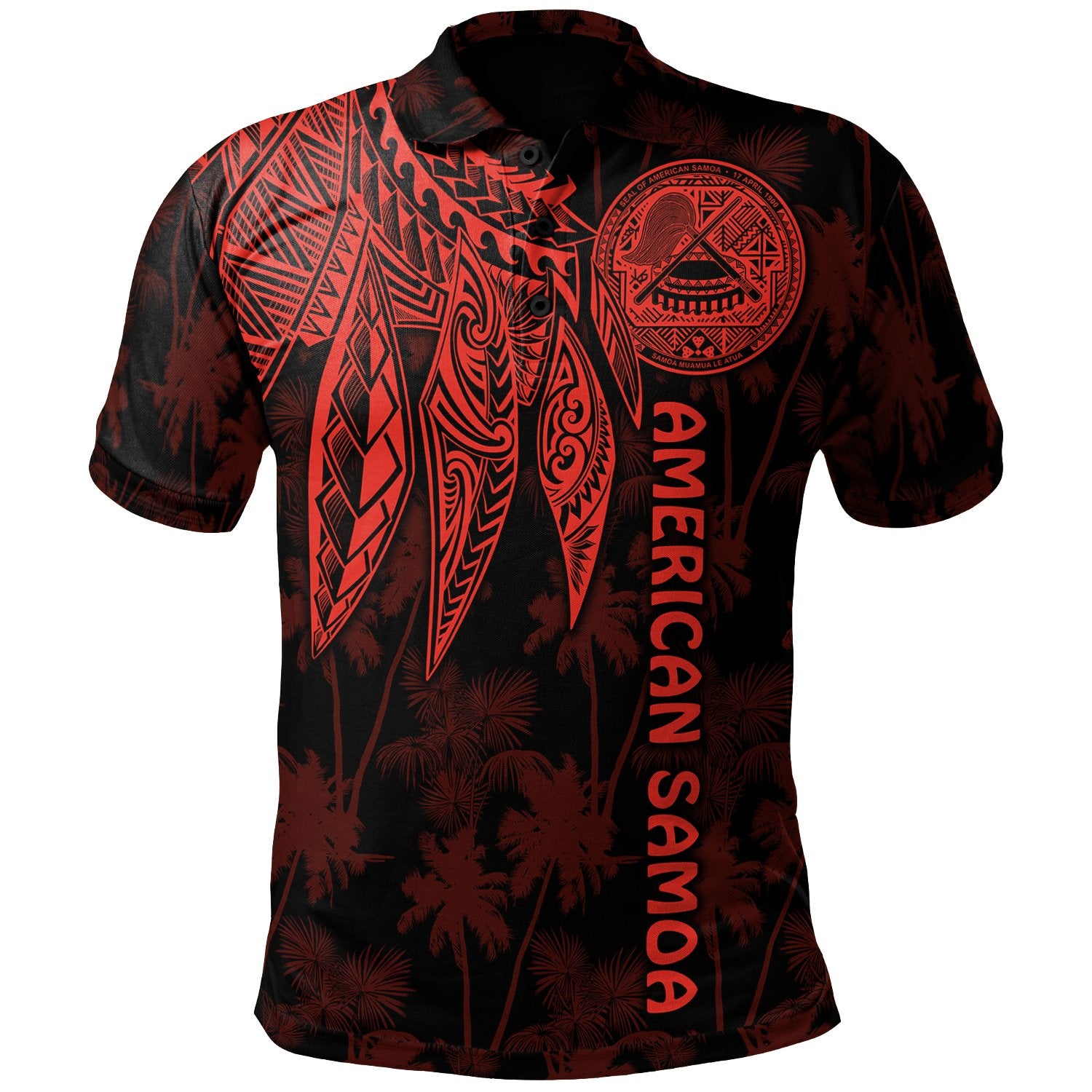 American Samoa Polo Shirt Polynesian Wings (Red) Unisex Red - Polynesian Pride