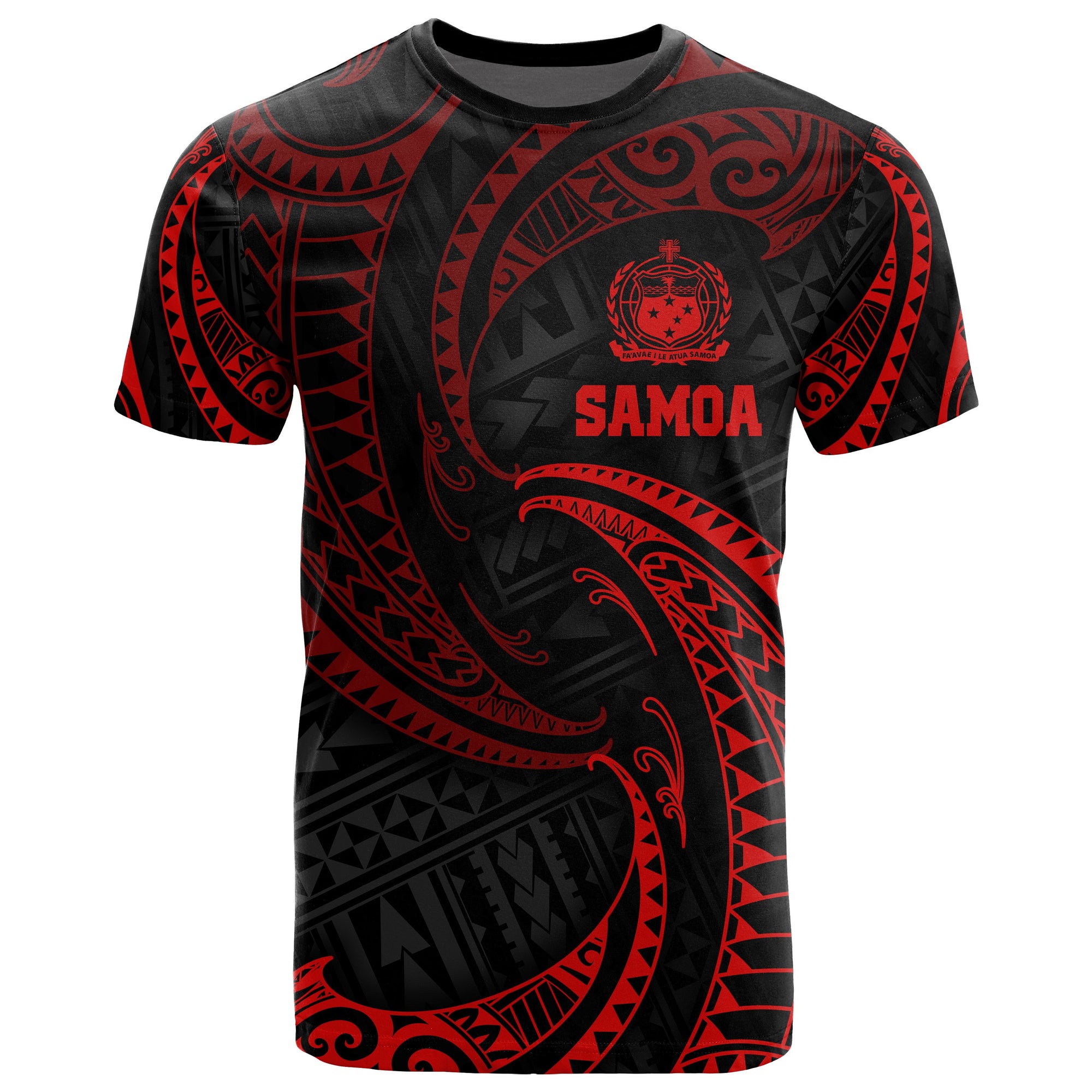 Samoa Polynesian T Shirt Red Tribal Wave Unisex Red - Polynesian Pride