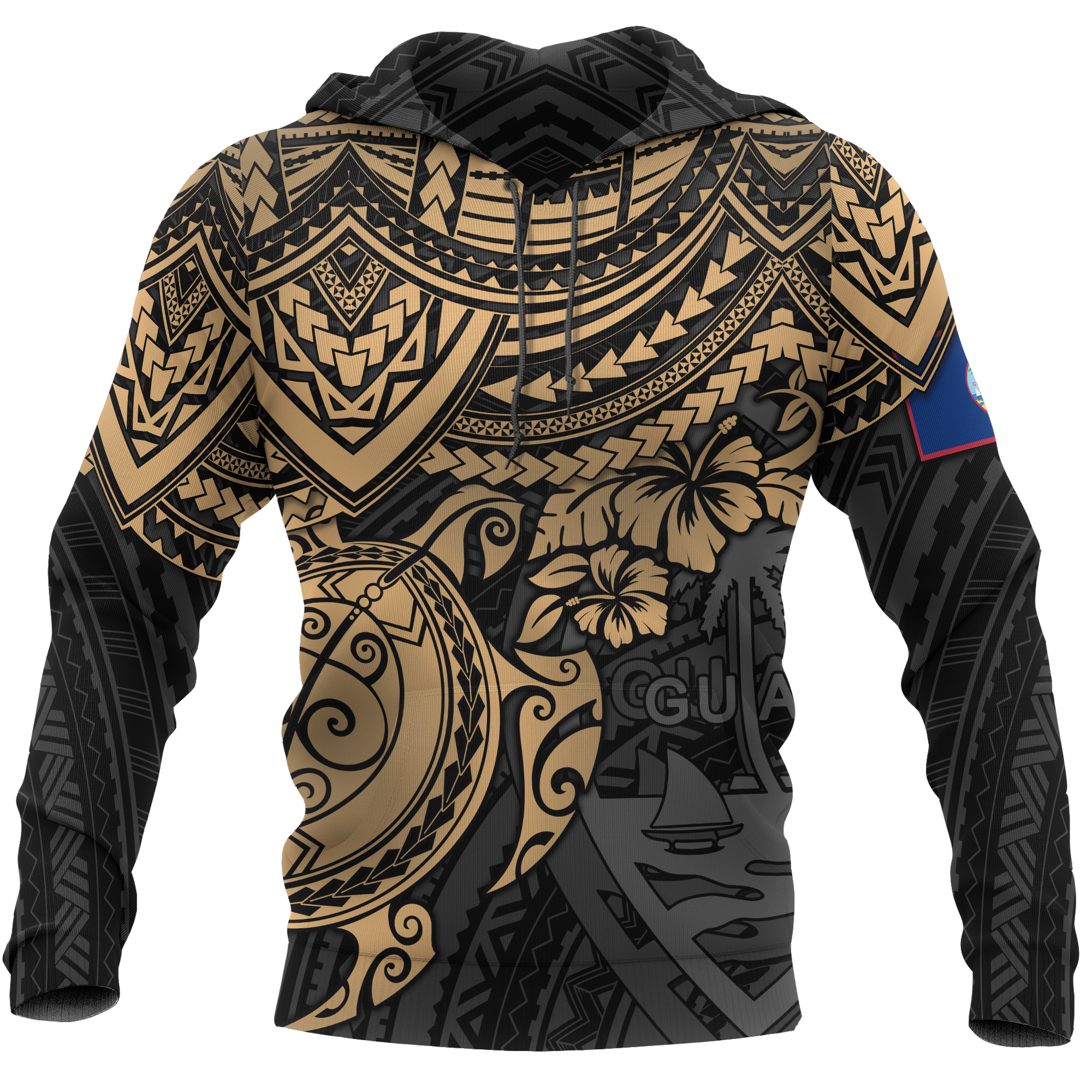 Guam Polynesian Hoodie Golden Turtle Unisex BROWN - Polynesian Pride