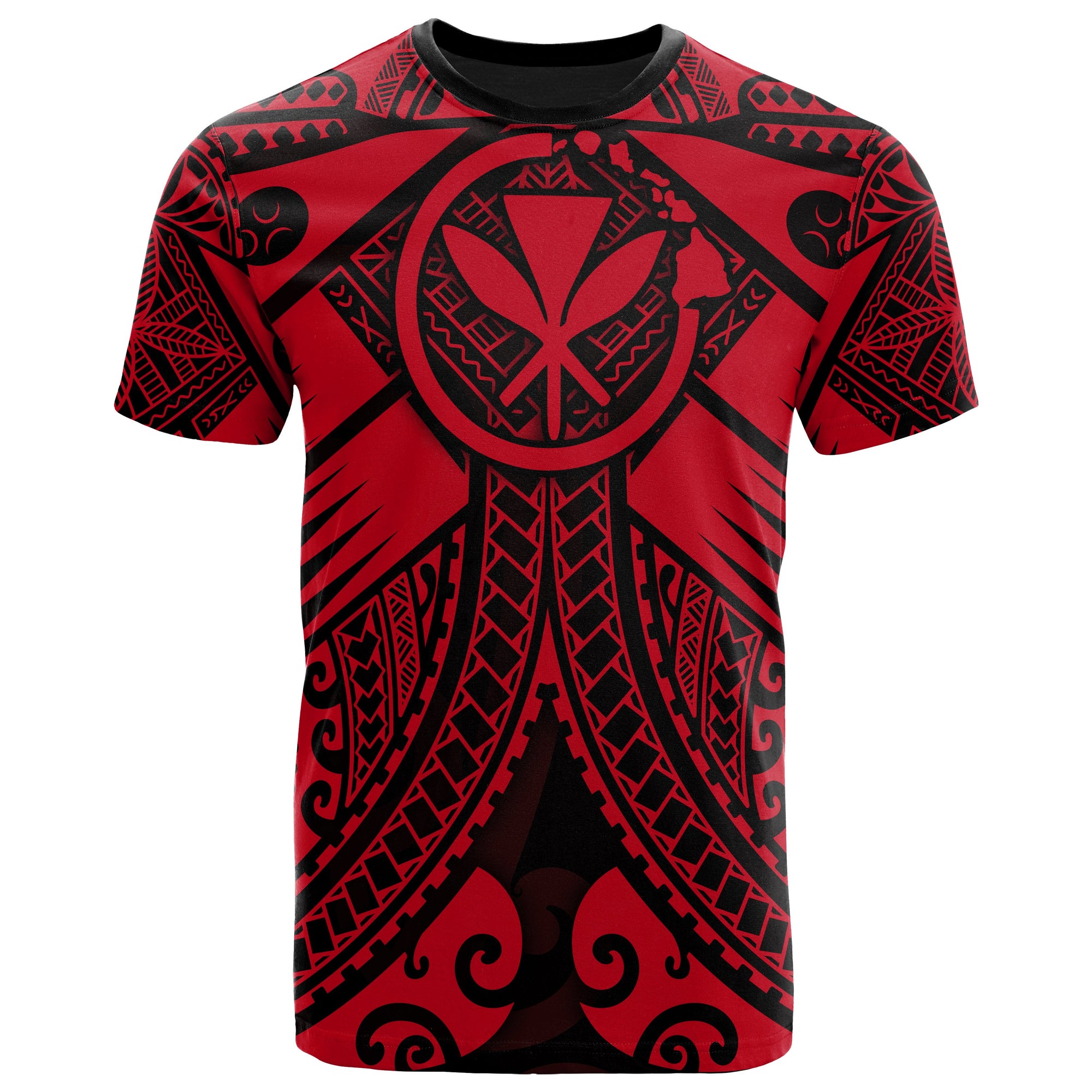 Hawaii Polynesian T Shirt Red Kanaka Maoli Map Unisex Red - Polynesian Pride