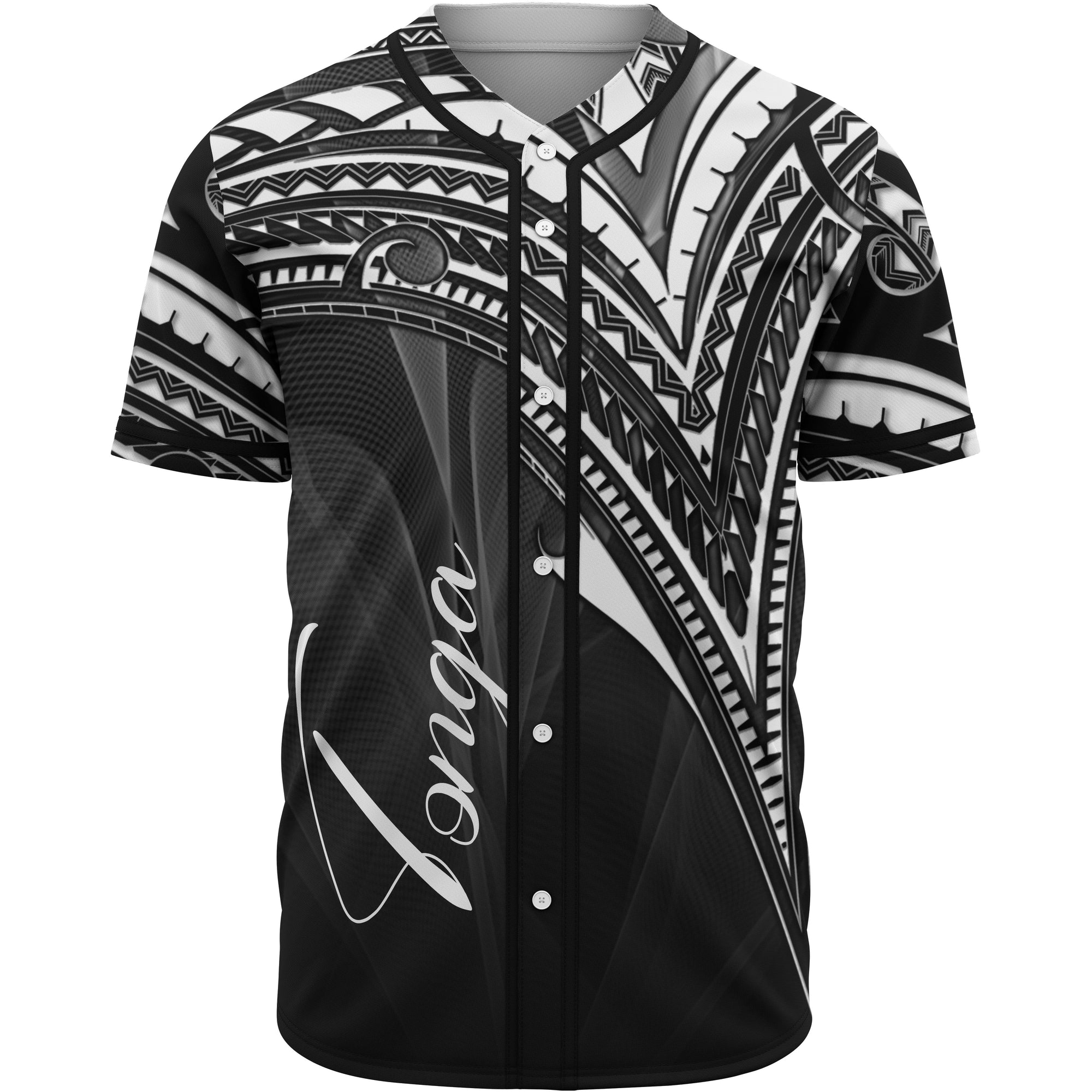 Tonga Baseball Shirt - White Color Cross Style Unisex Black - Polynesian Pride