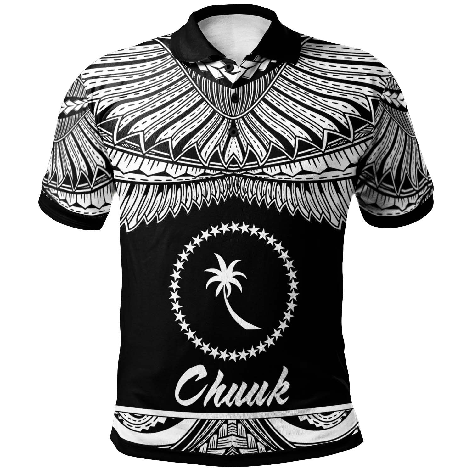 Chuuk Polo Shirt Polynesian Tattoo White Version Unisex White - Polynesian Pride