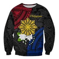 Philippines Sampaguita Filipino Sun Sweatshirt - LT12 Unisex Black - Polynesian Pride
